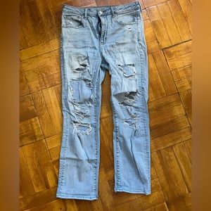 American Eagle, high waisted, ‘slim straight cropped’ jeans.